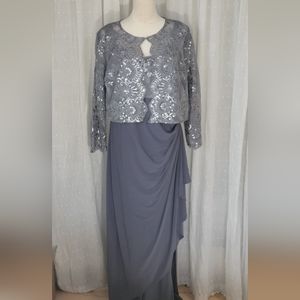 Alex Evenings 2 PC gown sz 16 NWT smoke color